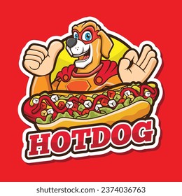 The Hot Dog Super Hero Logo Mascot Vector Design