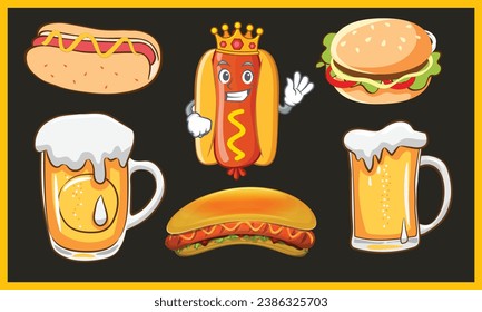 Hot Dog T Shirt Design Elements and Vectors