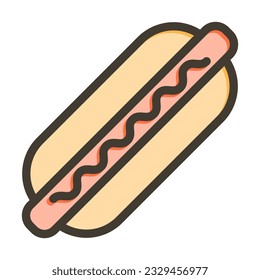 Hot Dog Thick Line Filled Colors For Personal And Commercial Use.
