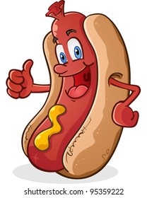 Hot Dog Thumbs Up Cartoon Character