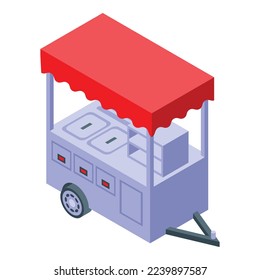 Hot dog trailer icon isometric vector. Food seller. Fast market