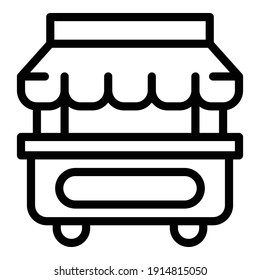 Hot dog trolley icon. Outline hot dog trolley vector icon for web design isolated on white background