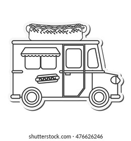 hot dog truck delivery fast food urban business icon. Flat and isolated design. Vector illustration