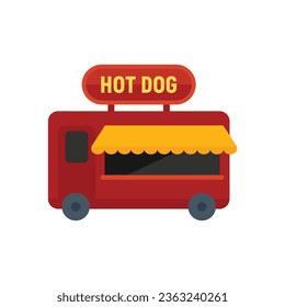 Hot dog truck icon flat vector. Food stand. Street kiosk isolated