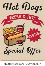 Hot Dog Typography Art for Food Lovers poster