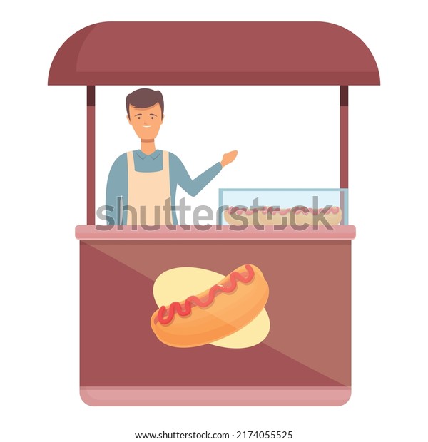 Hot\
dog usa icon cartoon vector. Food street. Market\
shop
