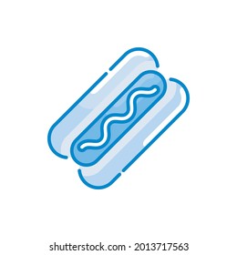 Hot dog vector blue colours icon style illustration. EPS 10 file 