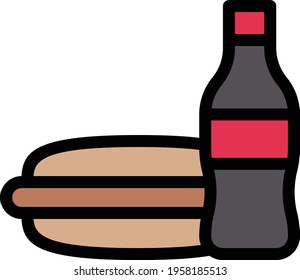 hot dog vector color line icon