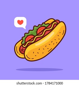 Hot dog vector doodle illustration