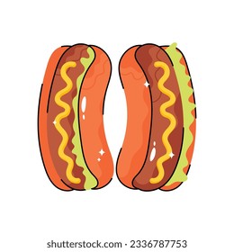 Hot dog vector filled outline Sticker. EPS 10 file