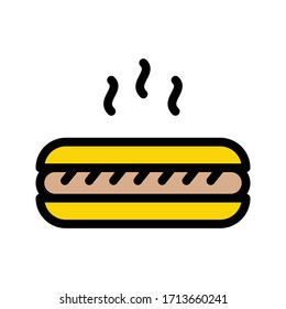 hot dog vector flat color icon 