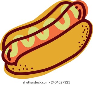 Hot dog vector flat design illustration colorful
