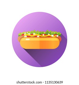 hot dog vector flat with long shadow