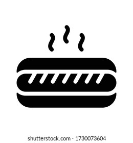 icono plano de glifo vector de hot dog 