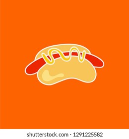 hot dog vector. hand drawn icon. junk food illustration. editable stroke.