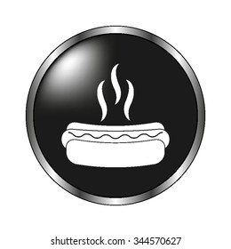 Hot dog - vector icon; black button