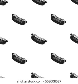Hot dog vector icon in black style for web