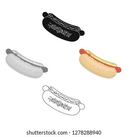 Hot dog vector icon in cartoon style for web