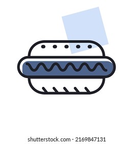 Hot Dog, Vektorsymbol. Schnelles Lebensmittelzeichen. Graph-Symbol für das Kochen von Webseiten und Apps-Design, Logo, App, Benutzeroberfläche