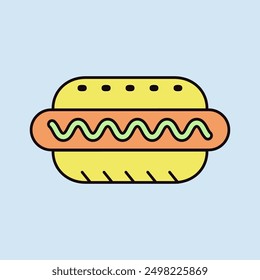 Hot dog vector icon. Fast food sign. Graph symbol for cooking web site and apps design, logo, app, UI