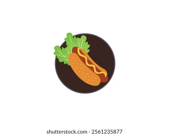 Hot dog vector icon. Fast food takeaway meal with sausage for menu cafe design.