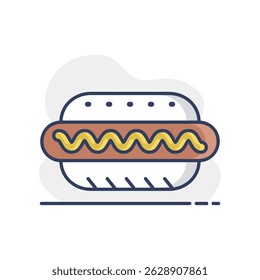 Hot dog vector icon. Fast food sign. Graph symbol for cooking web site and apps design, logo, app, UI