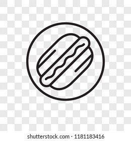 Hot dog vector icon isolated on transparent background, Hot dog logo concept