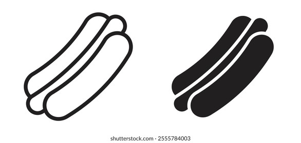 Hot dog vector icon set in black color.