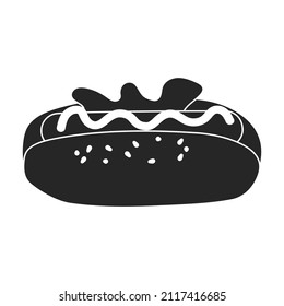 Hot dog vector icon.Black vector icon isolated on white background hot dog.