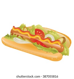 Hot dog. Vector illustration.