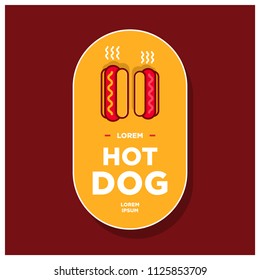 Hot Dog Vector Illustration in Badge Flat Style Design