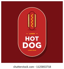 Hot Dog Vector Illustration in Badge Flat Style Design