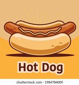 Hot dog, vector illustration for cafe, food icon, fast food. Modern style, bright illustration