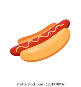 Hot dog. Vector illustration. Fast food. Menu icon, food logo. 