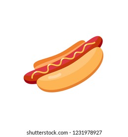 Hot dog. Vector illustration. Fast food. Menu icon, food logo. 