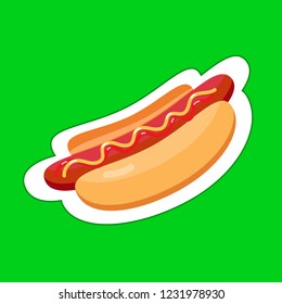 Hot dog. Vector illustration. Fast food. Menu icon, food logo. 