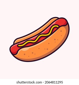 Vector de hot dog, ilustración de comida rápida deliciosa