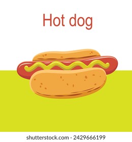 Hot dog. Vector illustration of flat isolated fast food theme