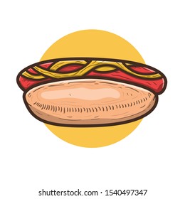 Hot dog vector illustration with full colour and clean background