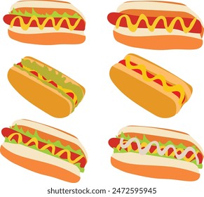 Ilustración vectorial de hot dog. 
Bueno para el Anuncio, cartel, tarjeta de felicitación, tarjeta de fiesta, invitación, Plantilla, publicidad, campaña y redes sociales. 
