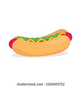 Hot dog vector illustration isolated on white background. Hot dog clip art