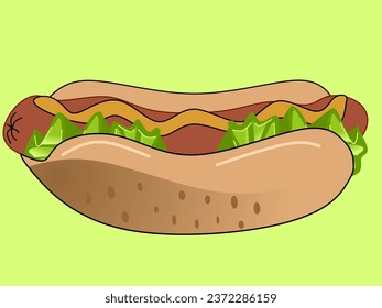 hot dog vector illustration isolated on green background