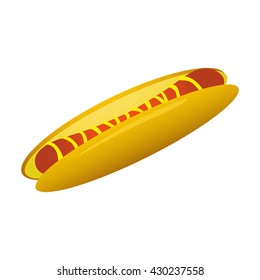 Hot dog. Vector illustration. Object isolated on white background.
