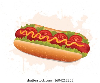 hot dog  vector illustration on white background