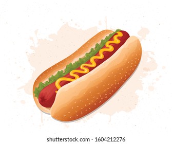 hot dog vector illustration on white background