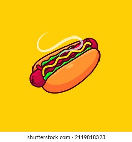 
Hot Dog Vector Illustration on Isolated Background