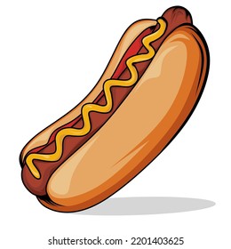 Hot Dog Vector Illustration On White Isolate Background