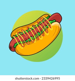 hot dog vector illustration on blue background