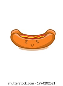 hot dog vector illustration in simple flat style.