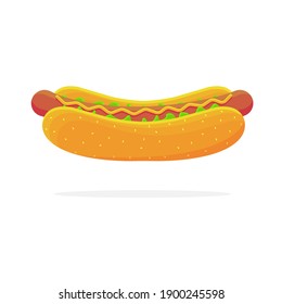 Hot Dog. Vector isolated flat illustration of fast food for poster, menu, brochure, web and fast food icon.
EPS 10.